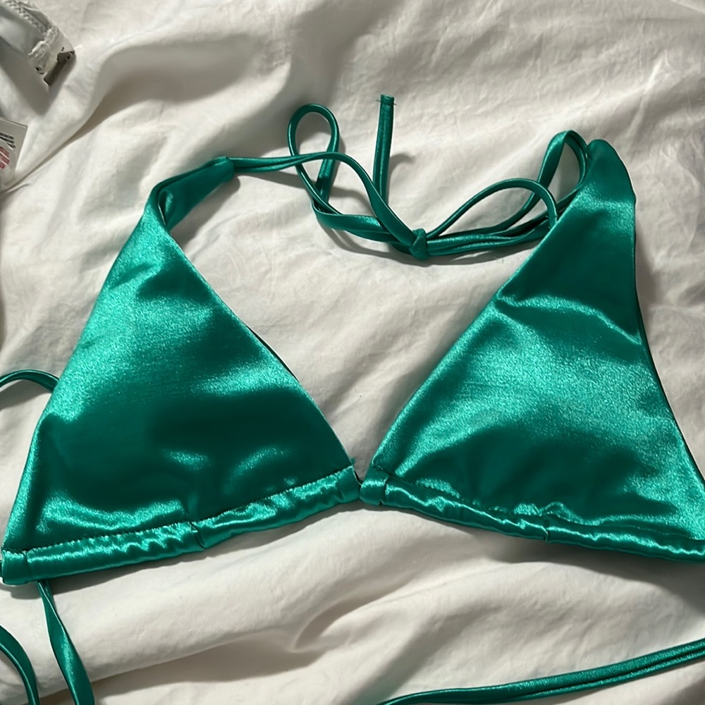 Shein Metallic Green Swim Top